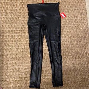 Spanx leather leggings- large- petite length